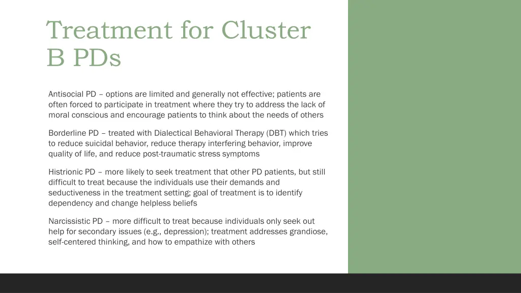 treatment for cluster b pds