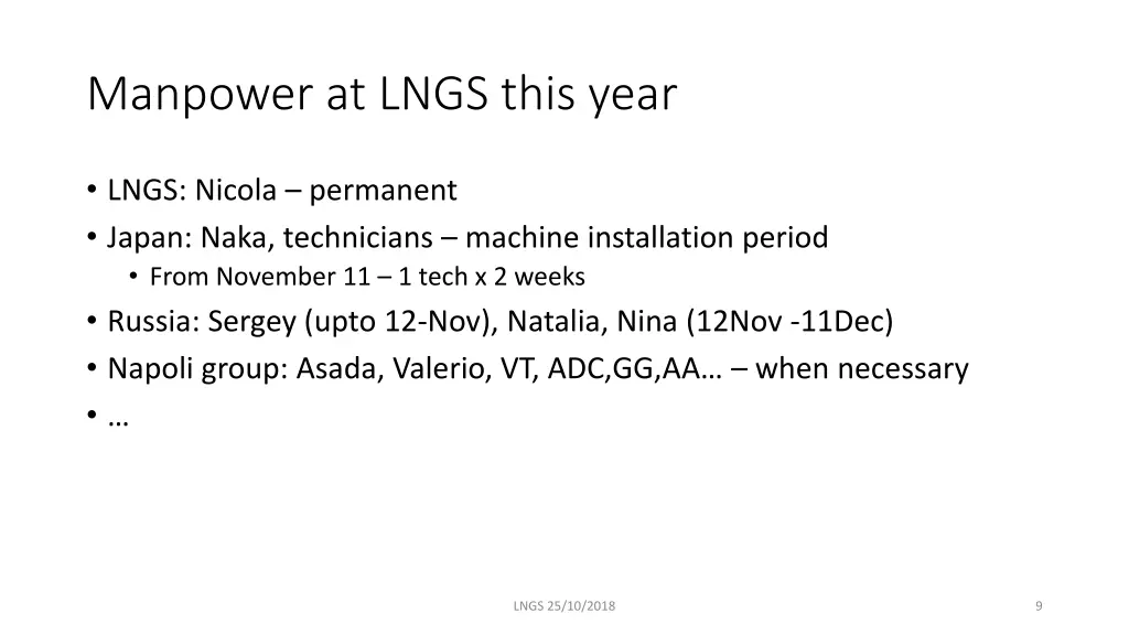 manpower at lngs this year