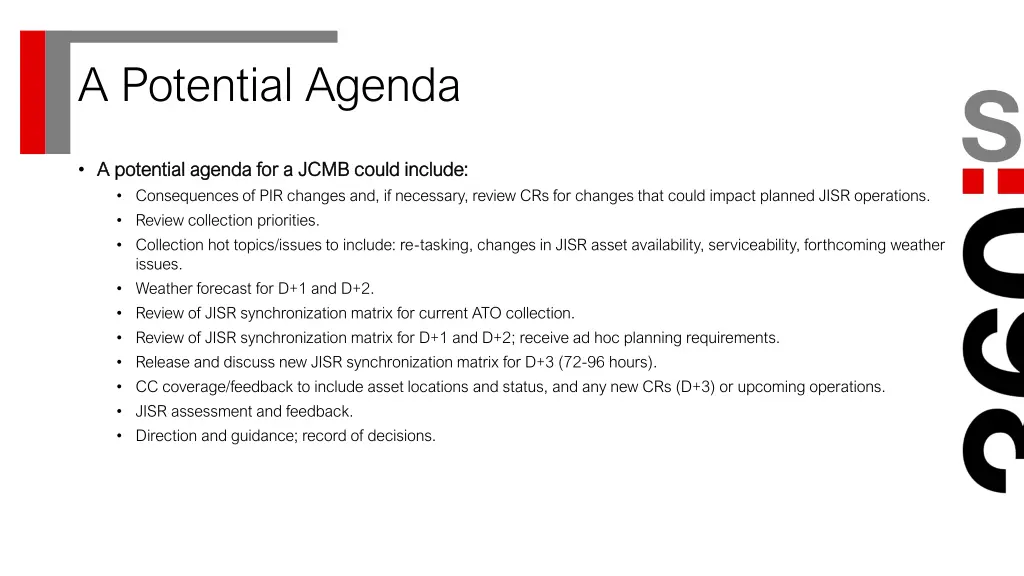 a potential agenda