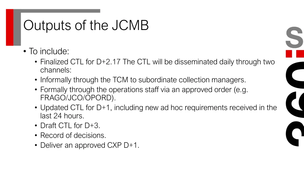 outputs of the jcmb