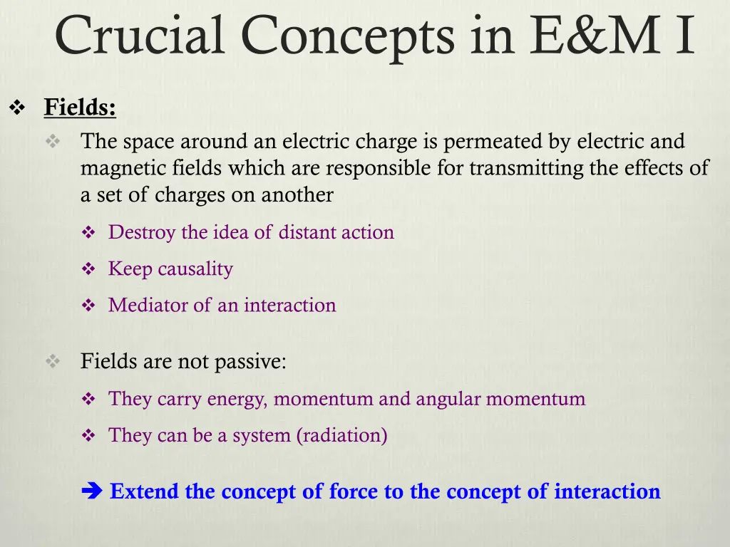 crucial concepts in e m i