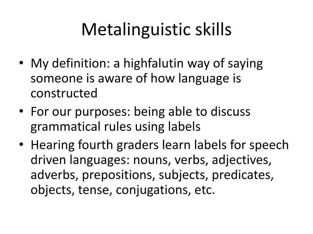 metalinguistic skills