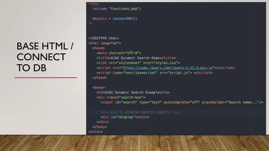 base html connect to db