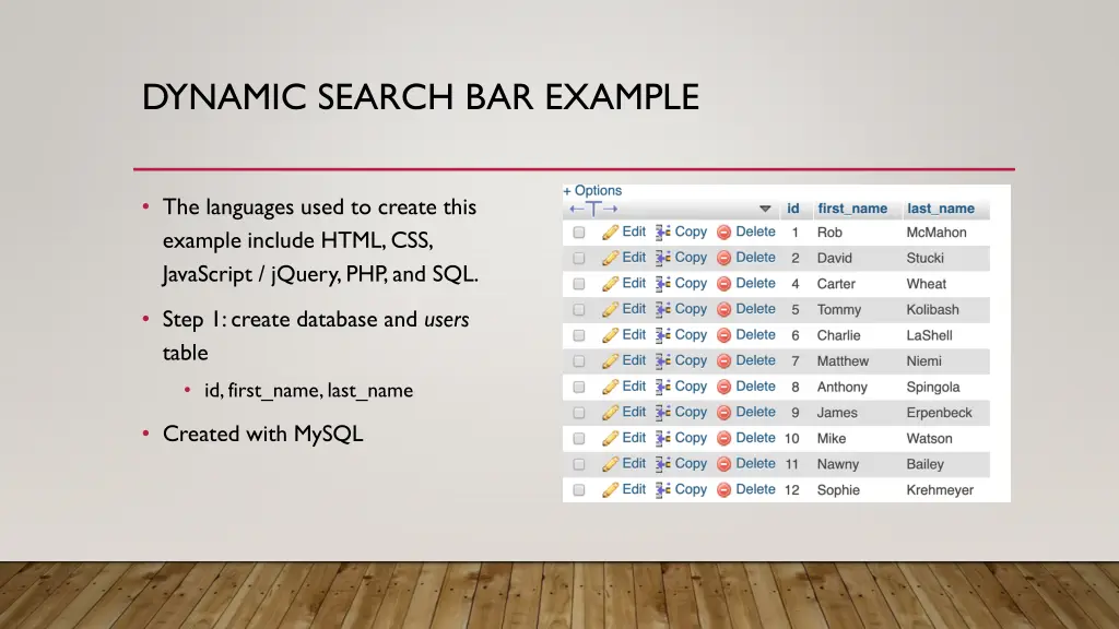 dynamic search bar example