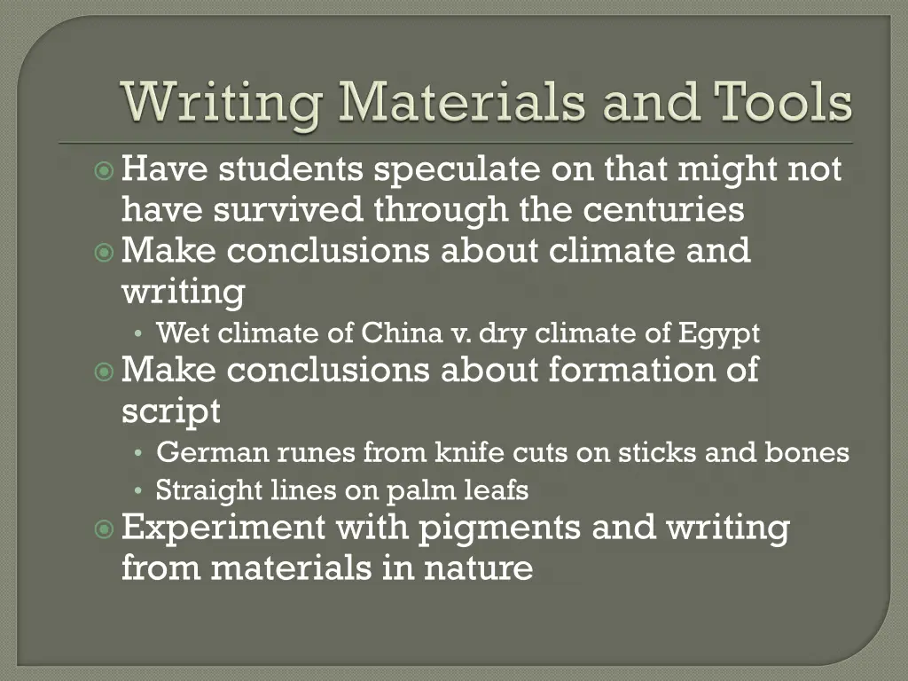 have students speculate on that might not have