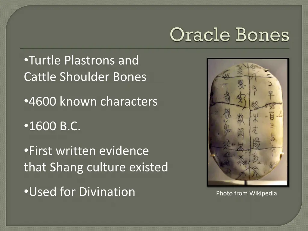 turtle plastrons and cattle shoulder bones