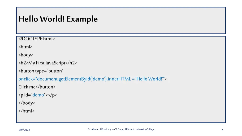 hello world example