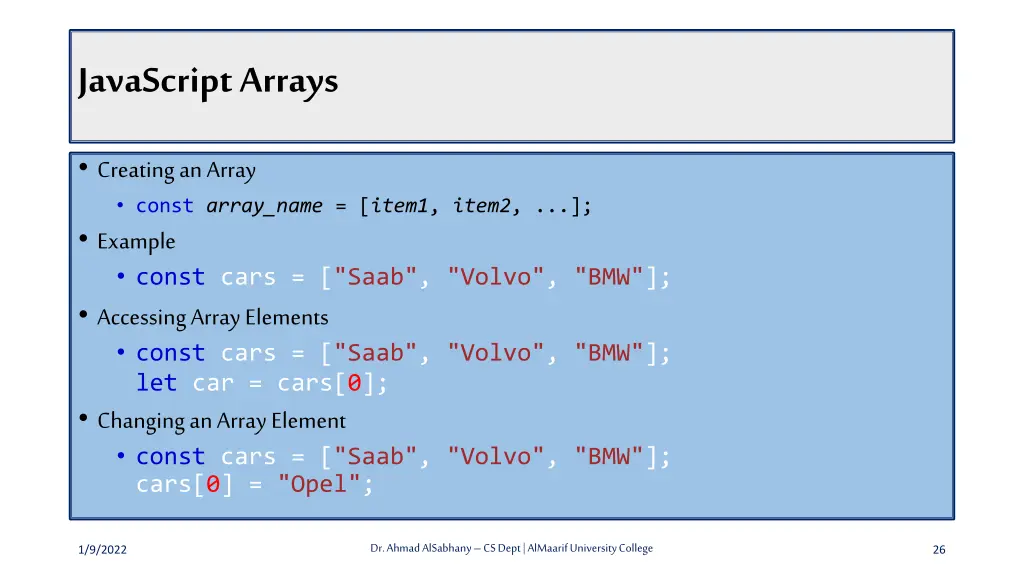 javascript arrays