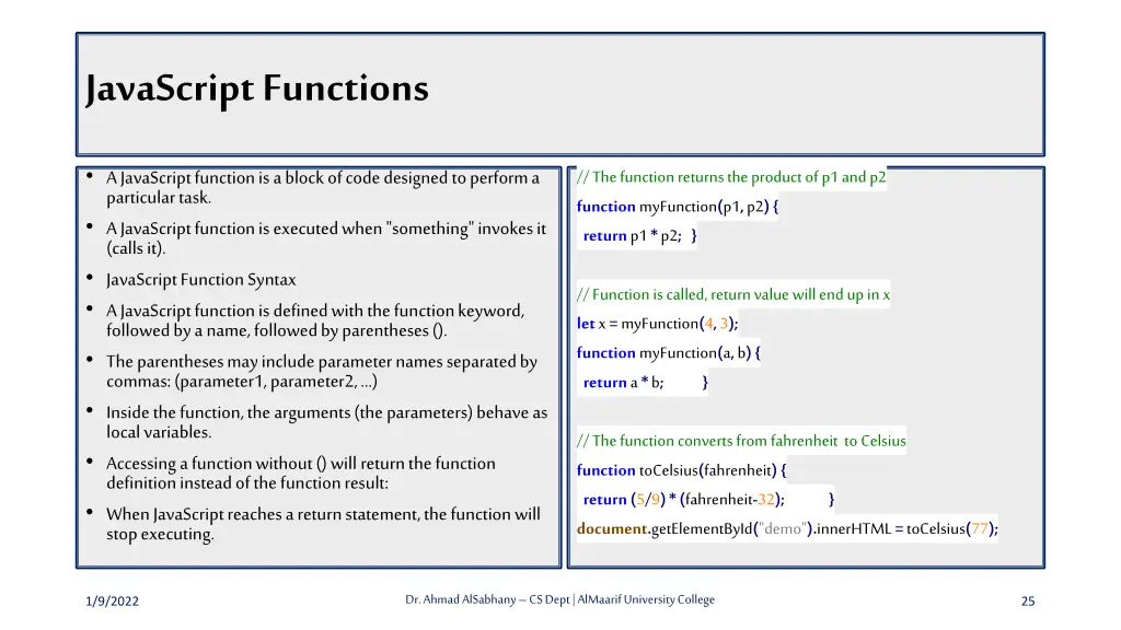 javascript functions