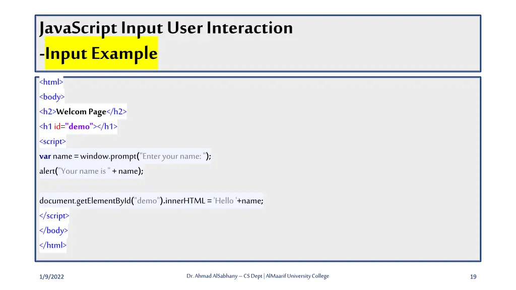 javascript input user interaction input example