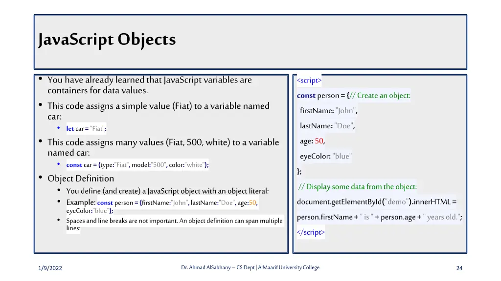 javascript objects