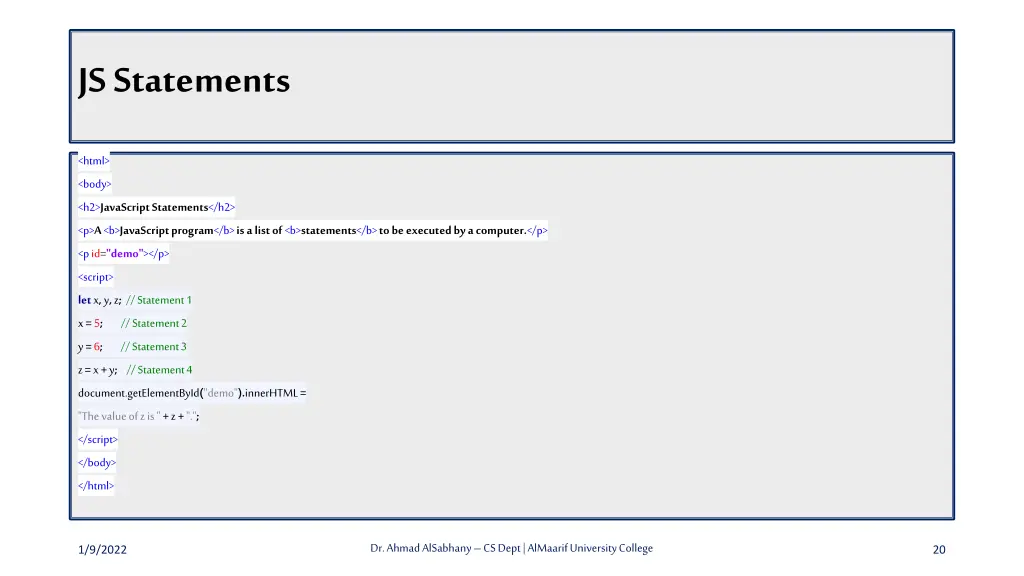js statements