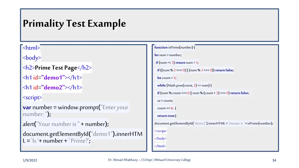 primality test example
