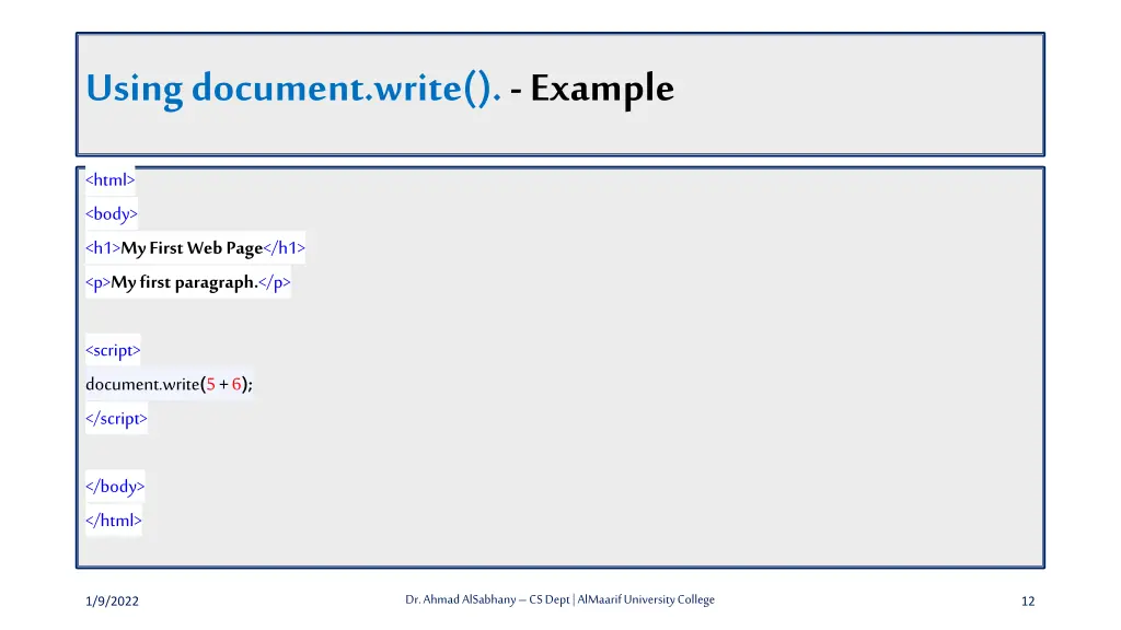 using document write example