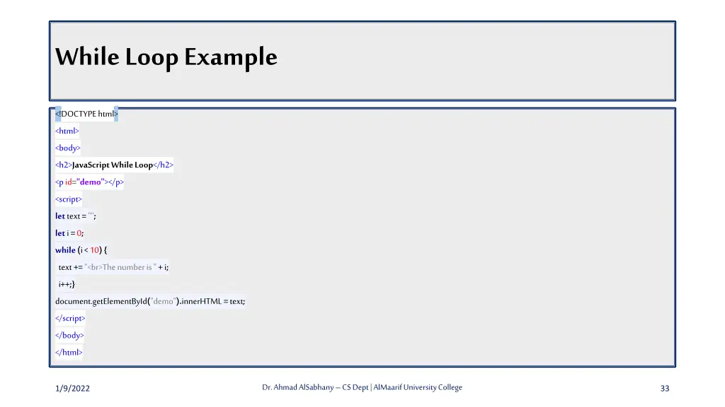 while loop example