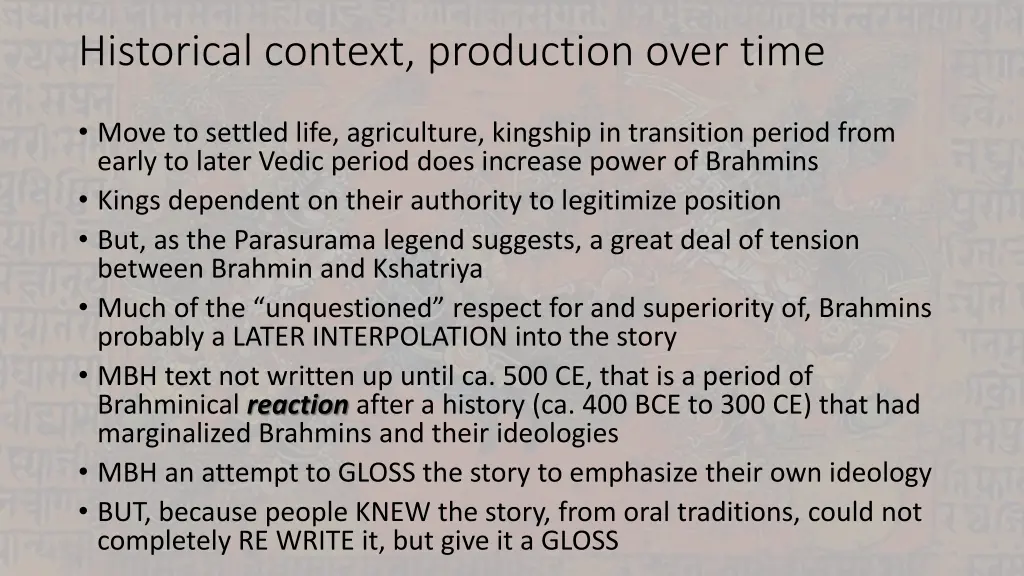 historical context production over time