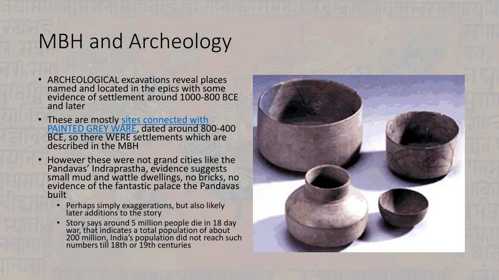 mbh and archeology