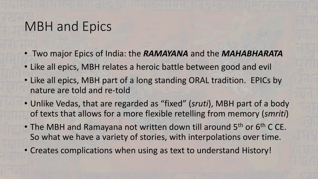 mbh and epics