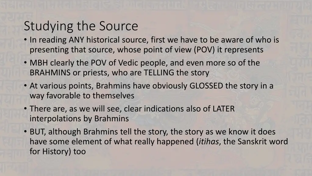 studying the source in reading any historical