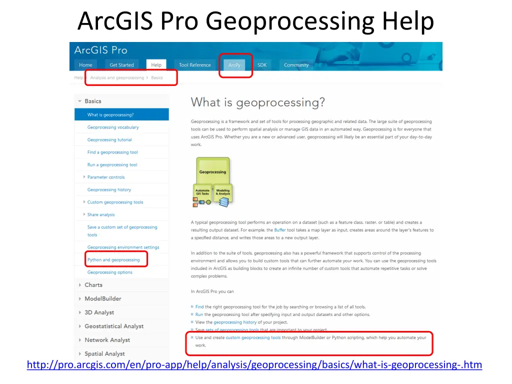 arcgis pro geoprocessing help