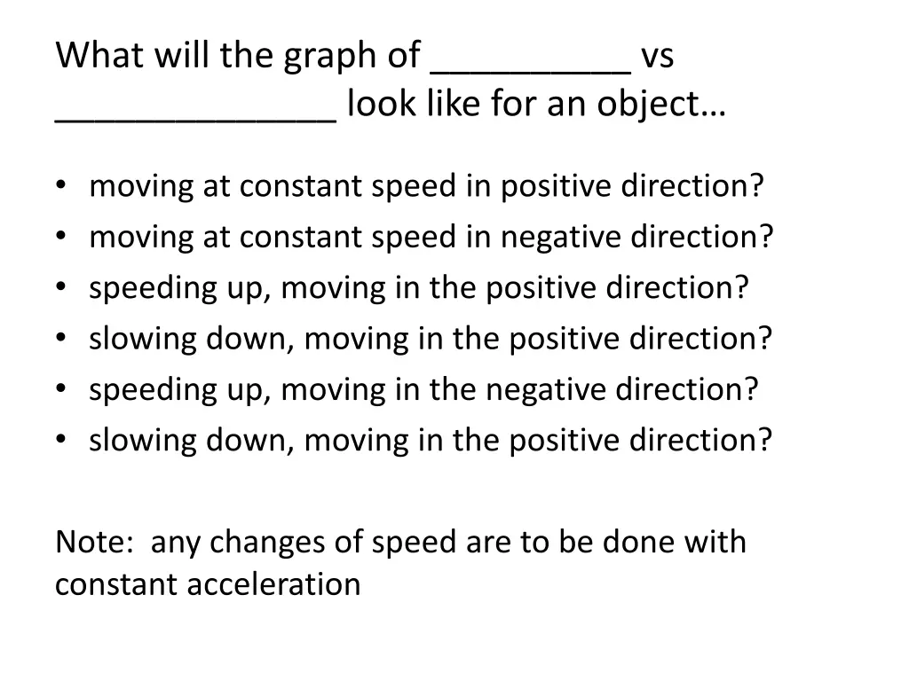 what will the graph of vs look like for an object