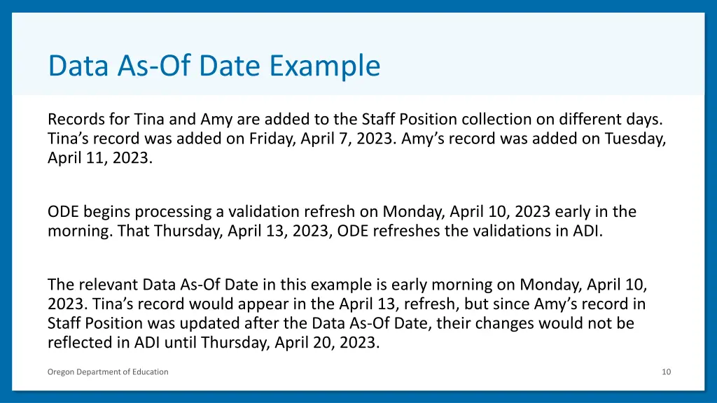 data as of date example