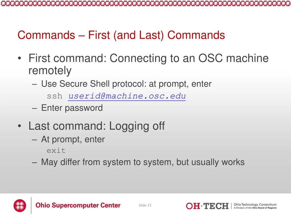commands first and last commands