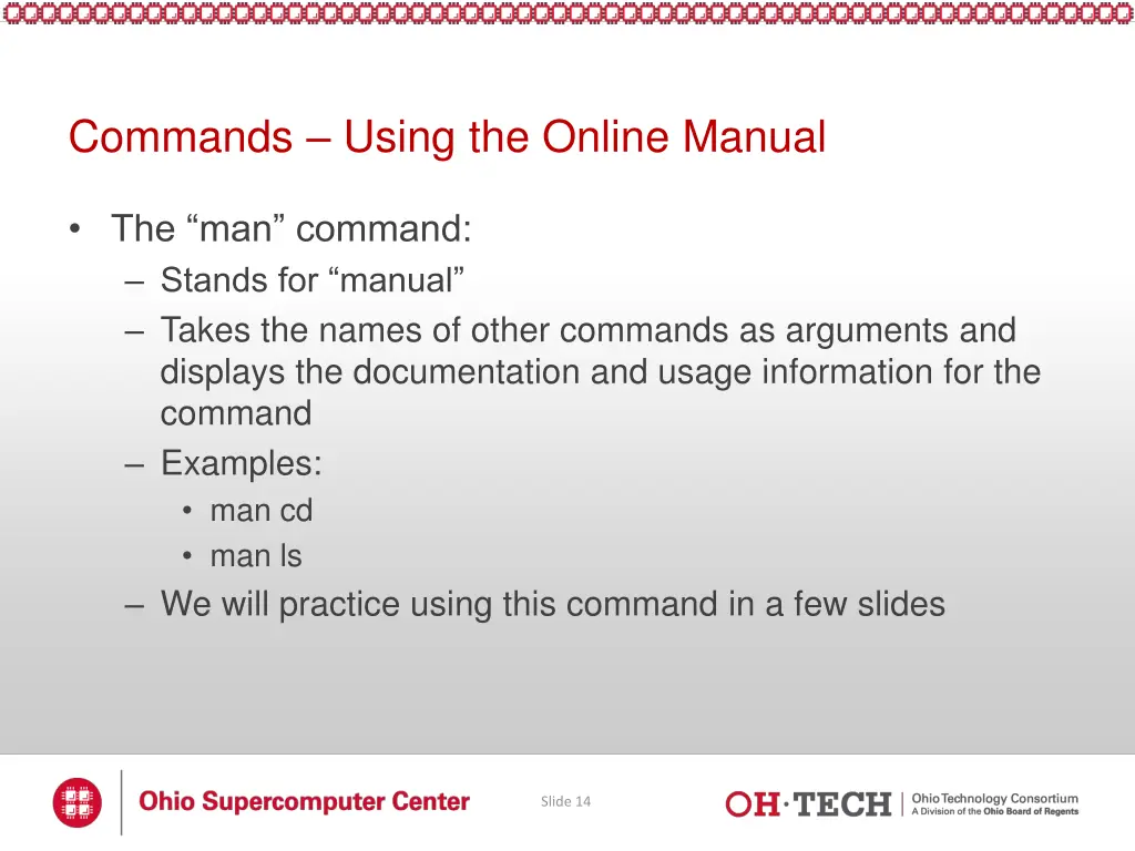 commands using the online manual