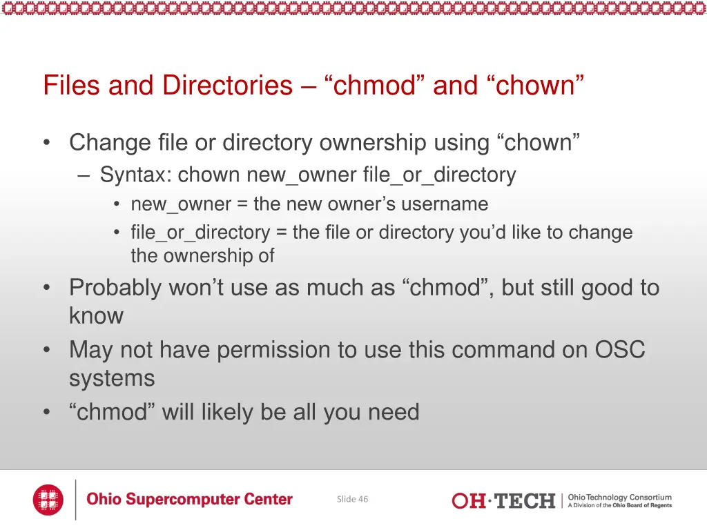 files and directories chmod and chown 1