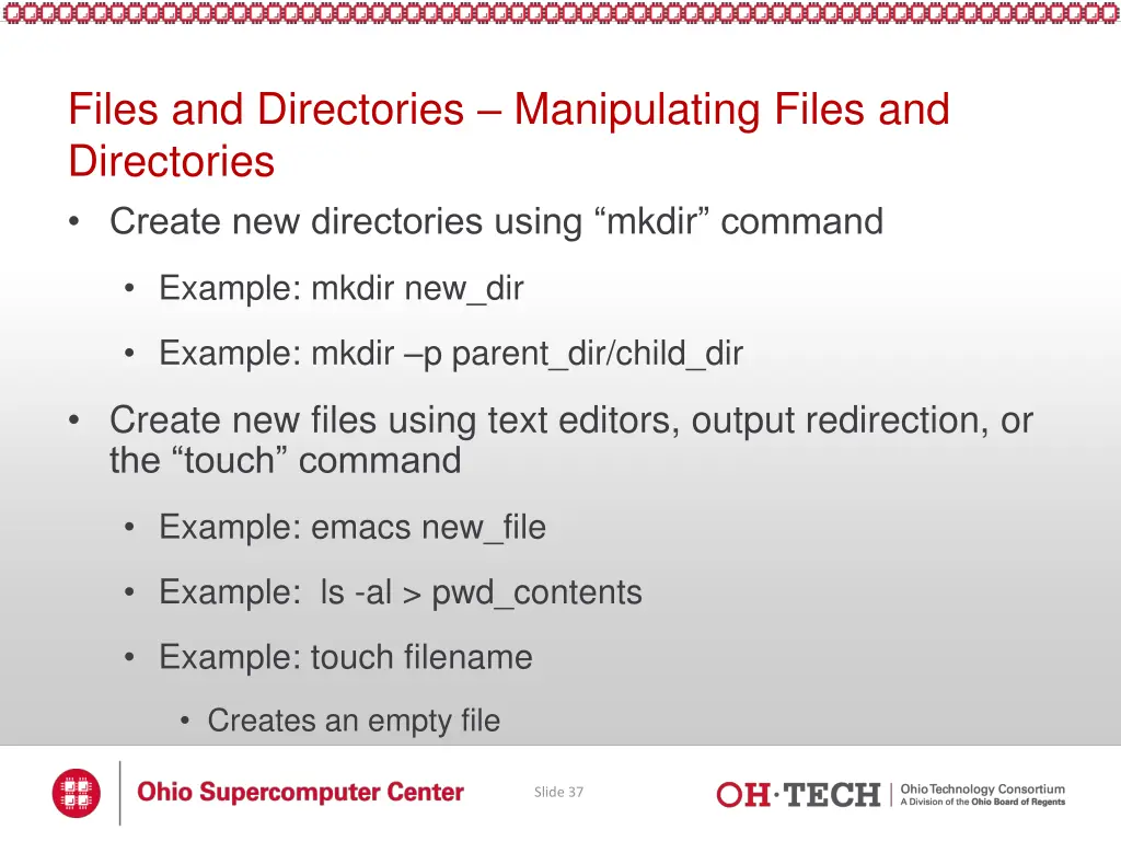 files and directories manipulating files