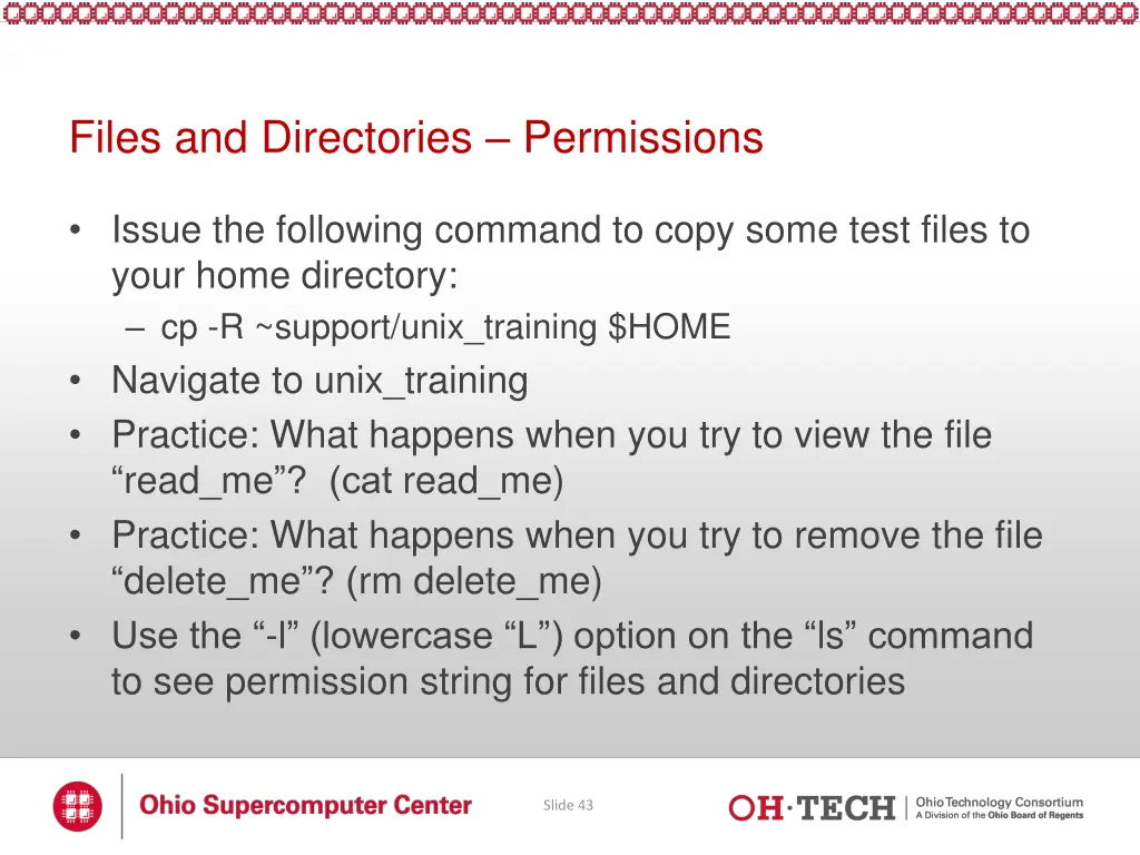 files and directories permissions