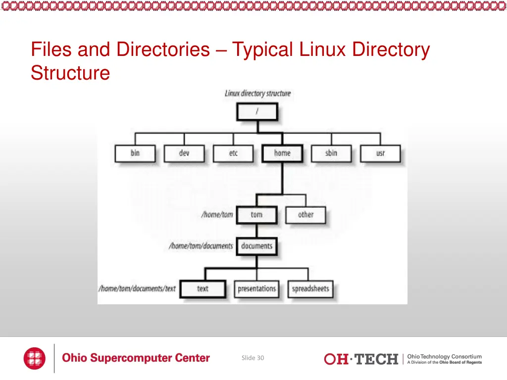 files and directories typical linux directory