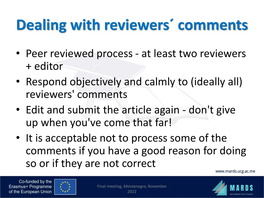 dealing with reviewers comments