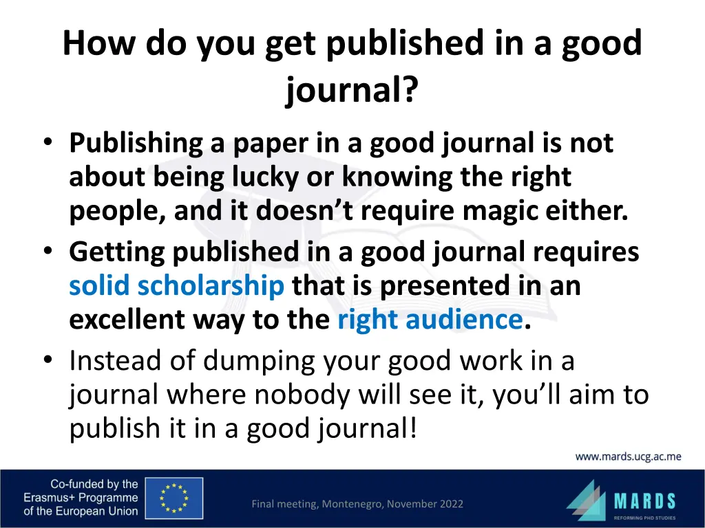 how do you get published in a good journal