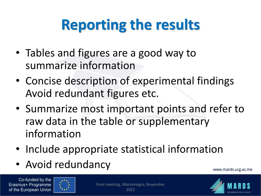 reporting the results