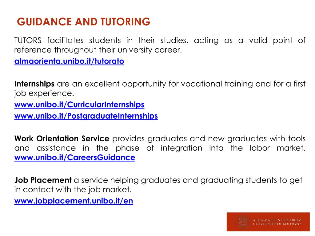 guidance and tutoring