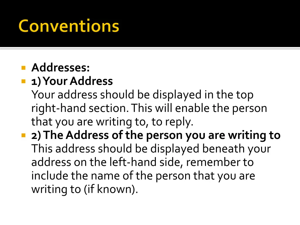 addresses 1 your address your address should