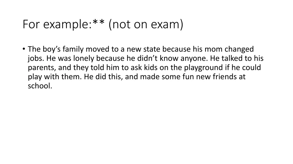for example not on exam