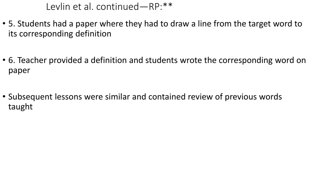 levlin et al continued rp