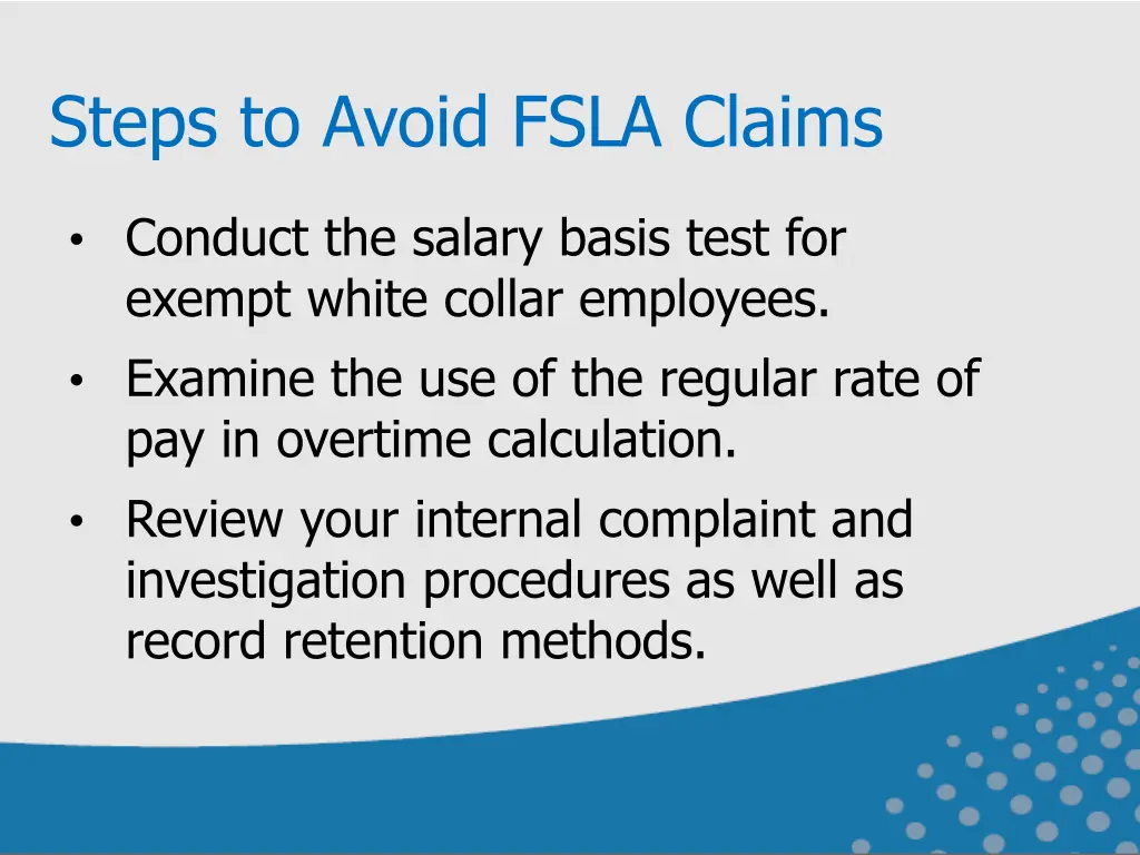 steps to avoid fsla claims 1