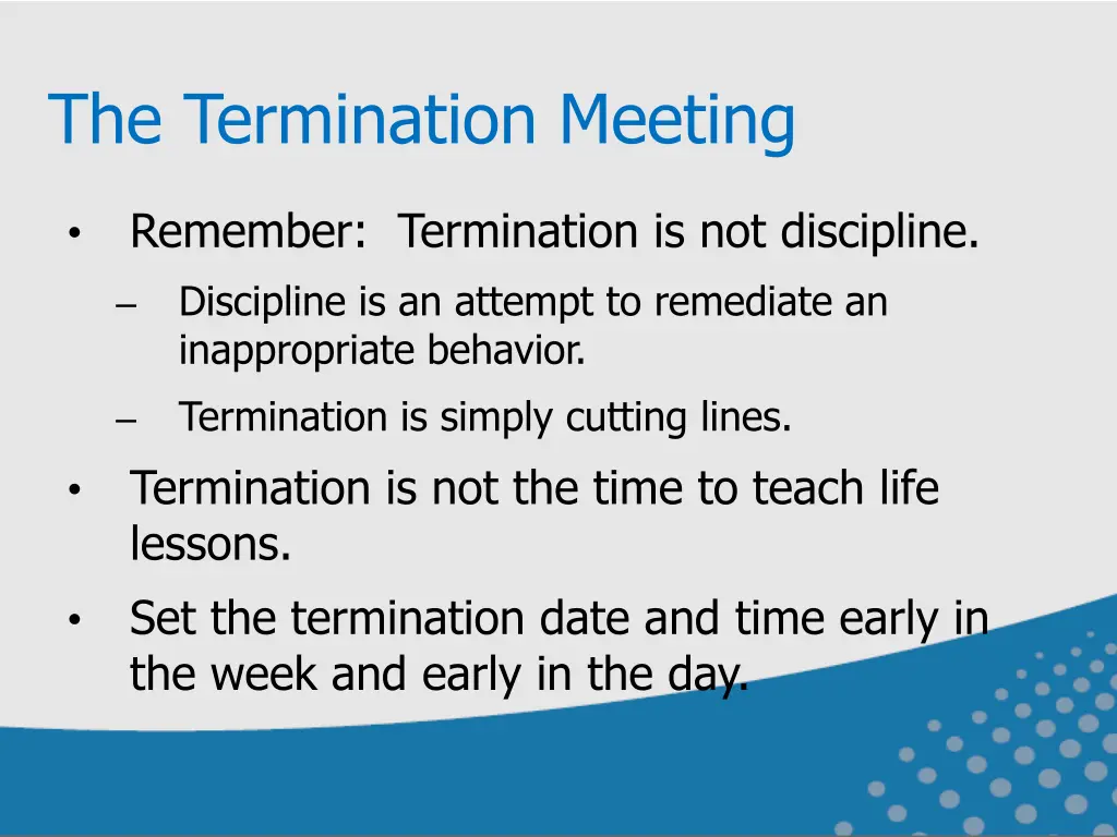 the termination meeting