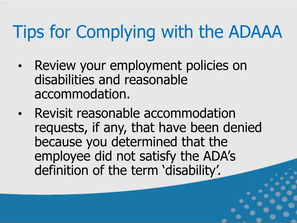 tips for complying with the adaaa