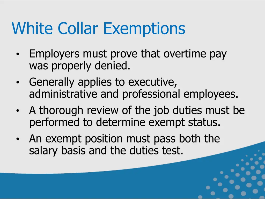 white collar exemptions