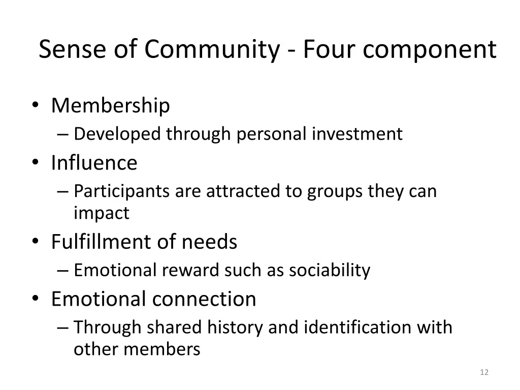 sense of community four component