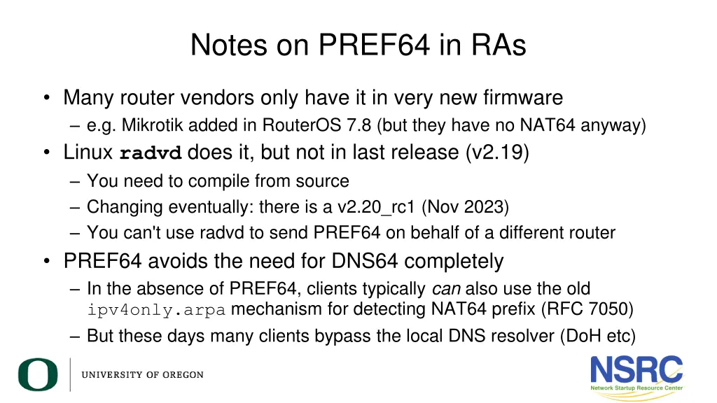 notes on pref64 in ras