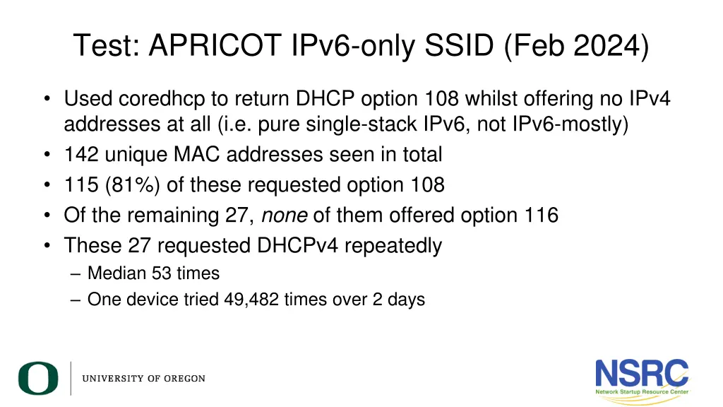 test apricot ipv6 only ssid feb 2024