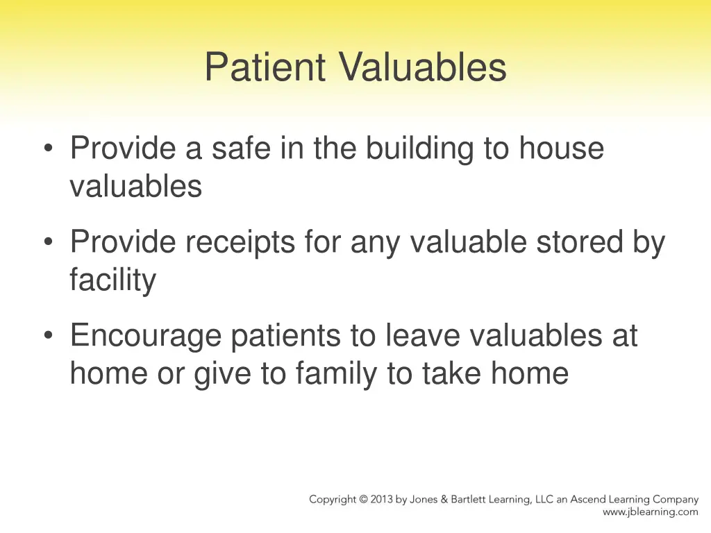 patient valuables