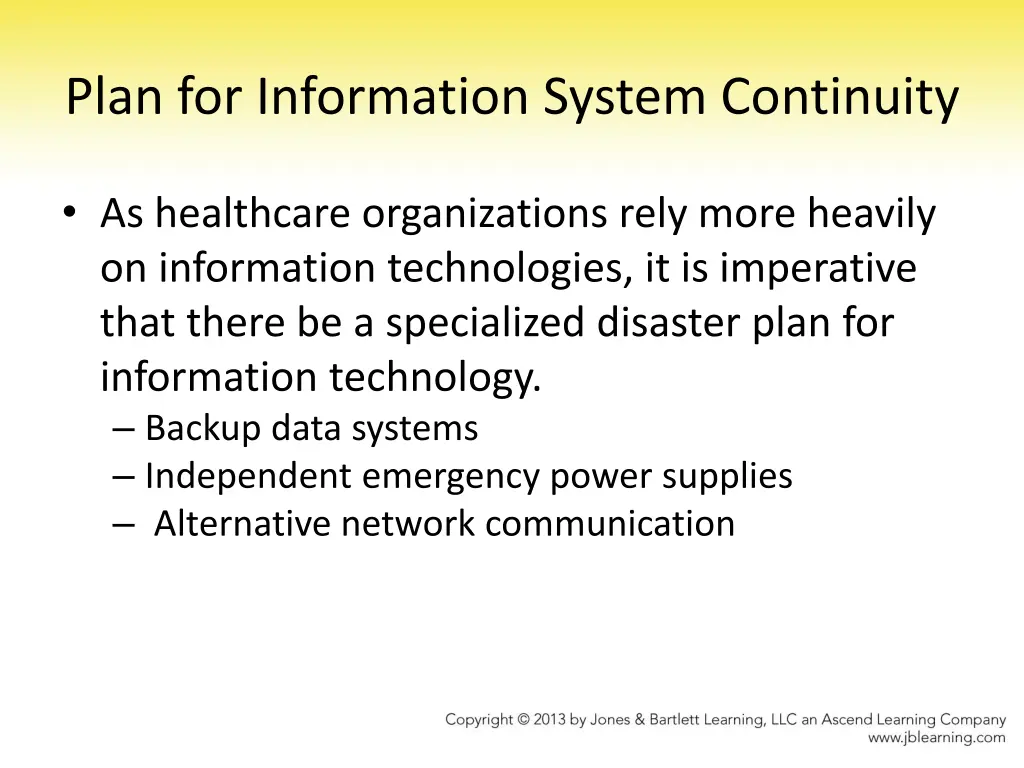 plan for information system continuity