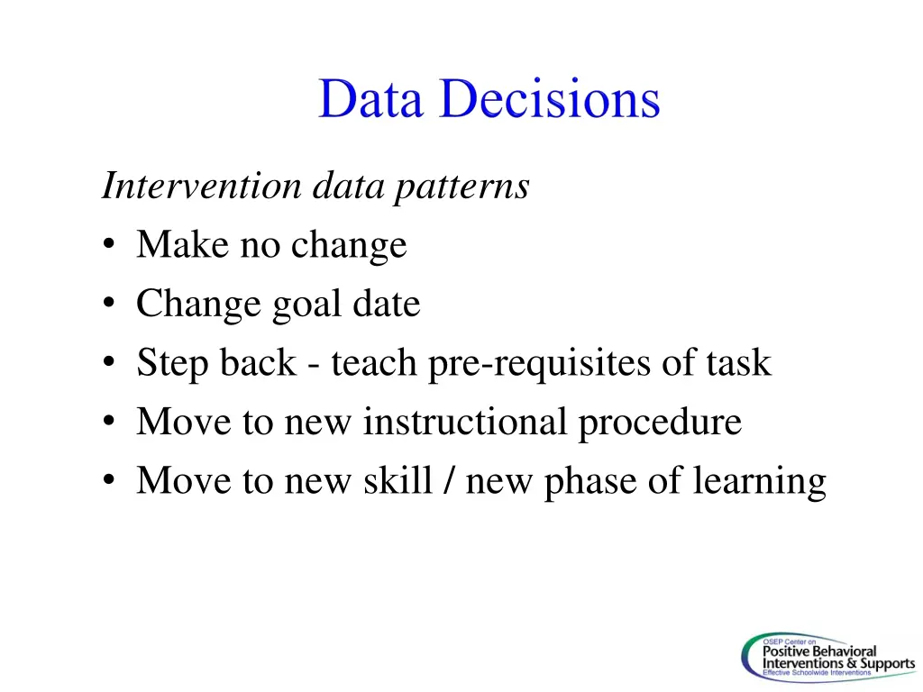 intervention data patterns make no change change