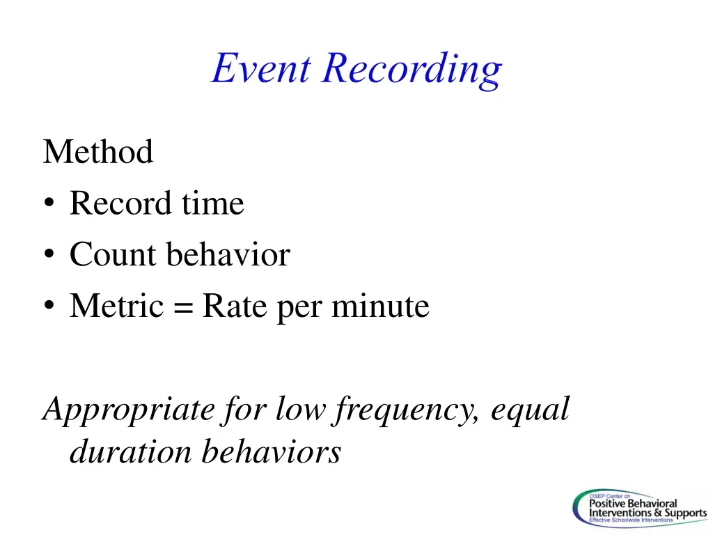 method record time count behavior metric rate